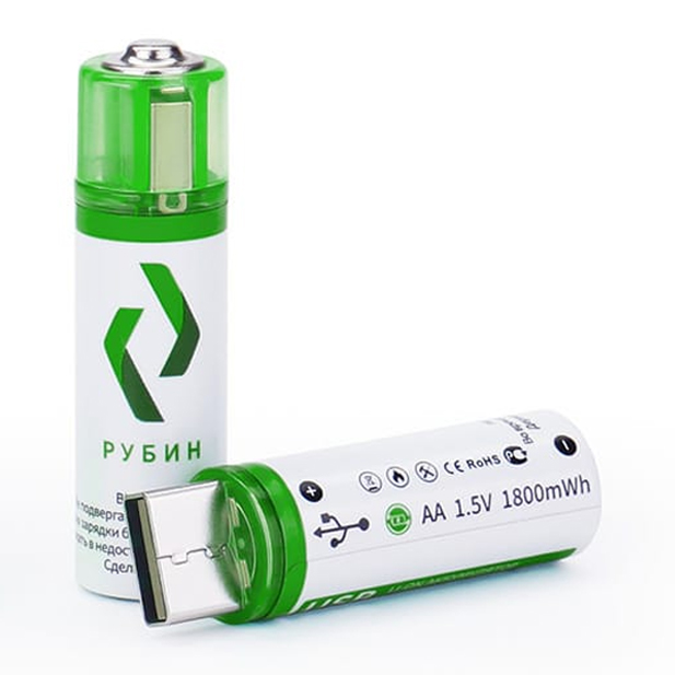 Аккумуляторная батарейка Рубин AA-USB(M)